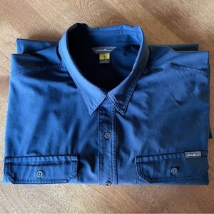 Eddie Bauer Men's Travex Performance Black Long Sleeve Shirt Size XL, Packable